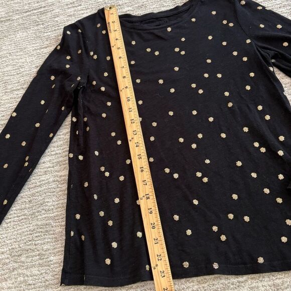 BODEN Gold Metallic Polka Dot Long Sleeve T-Shirt Womens Size Small Black Tee - Picture 8 of 10